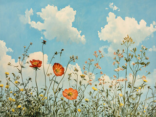 Abstract oil painting flowers wallpaper, art oil painting background