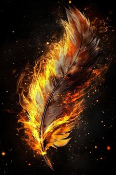 Witness the enchanting beauty of a burning feather and its creative spark.