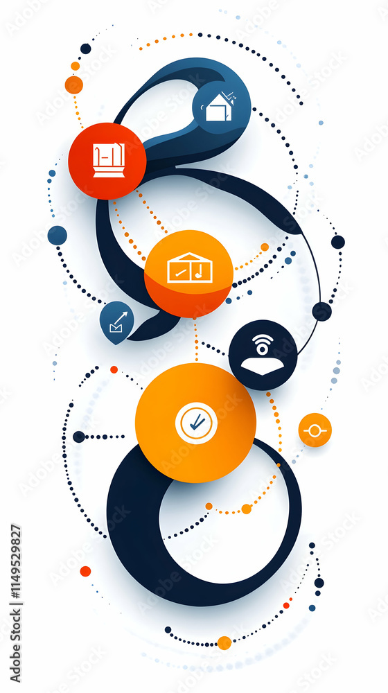 Poster smart home network system flowchart infographic. generative ai