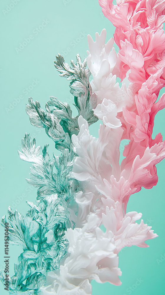 Poster dynamic pastel gradient background blending aqua and azalea pink with a delicate white noise texture