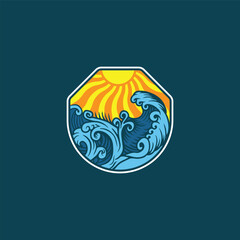 Obraz premium Water wave icon vector illustration design logo
