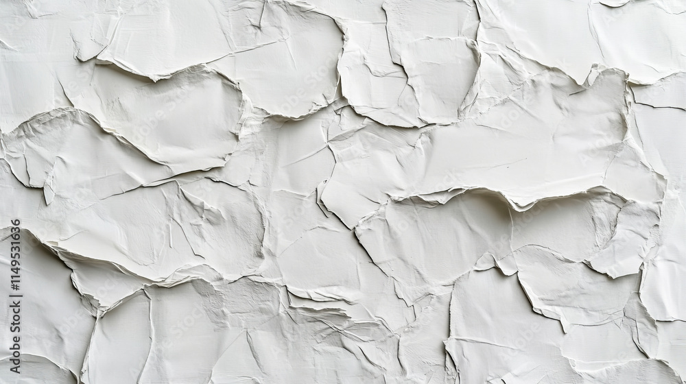 Poster textured white plaster wall with rough surface and layered pattern
