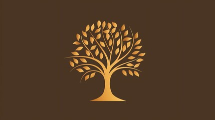 A simple, stylized tree on a brown background.