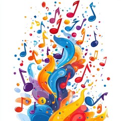 Colorful Music Notes Exploding In A Vibrant Artistic Display
