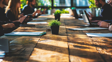 Obraz premium Team Meeting Discussing Deadlines and Work Progress in an Inspiring Workspace Environment