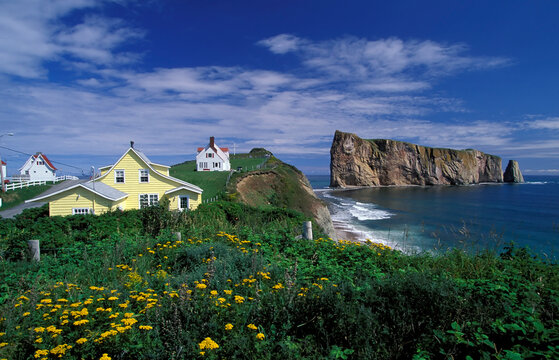 Gaspe Quebec Perce Rock Canadian Landscape - Powered by Adobe