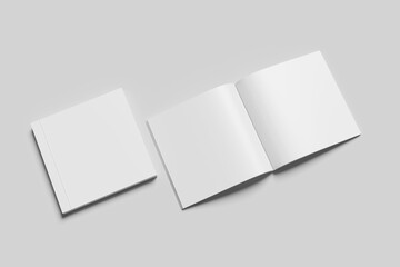 Blank square magazine mockup - 3D ilustration