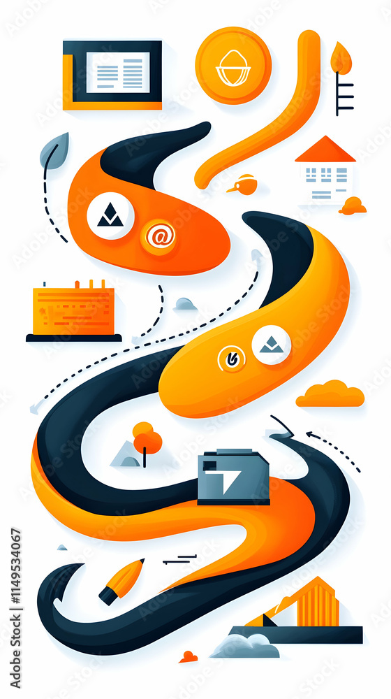 Aufkleber abstract business process flowchart design illustration. generative ai