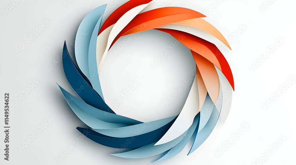 Poster abstract swirling colorful paper circle design on white background for website banner. generative ai