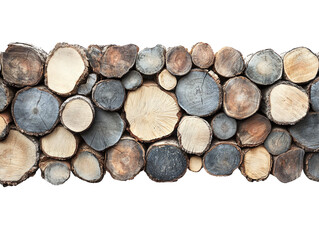 A collection of chopped wood logs, showcasing various sizes and colors, arranged closely together.