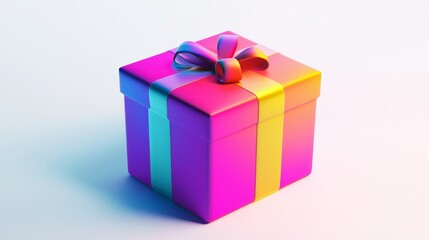 Obraz premium Vibrant Colorful Gift Box with Ribbon on a Light Background for Celebrations and Special Occasions