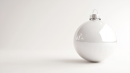 Elegant White Christmas Ornament Against Minimalist Background for Festive Decor and Holiday Theme