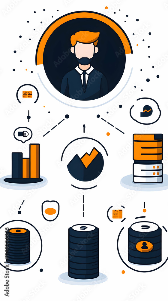 Aufkleber businessman data management system network cloud storage. generative ai