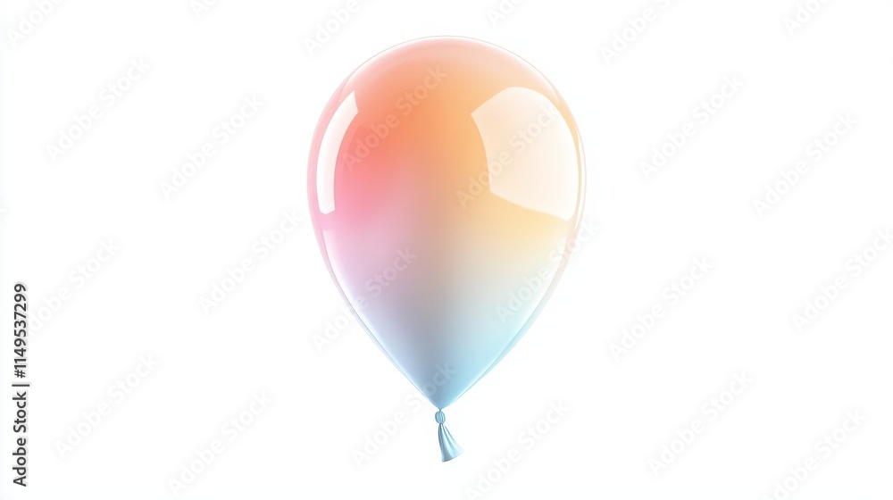Poster colorful and glossy balloon with soft gradient effect on a white background