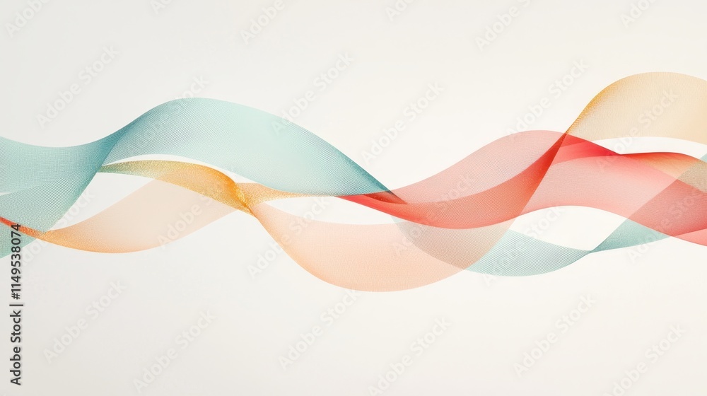 Poster abstract flowing waves of pastel colors creating a serene and vibrant background for various design 