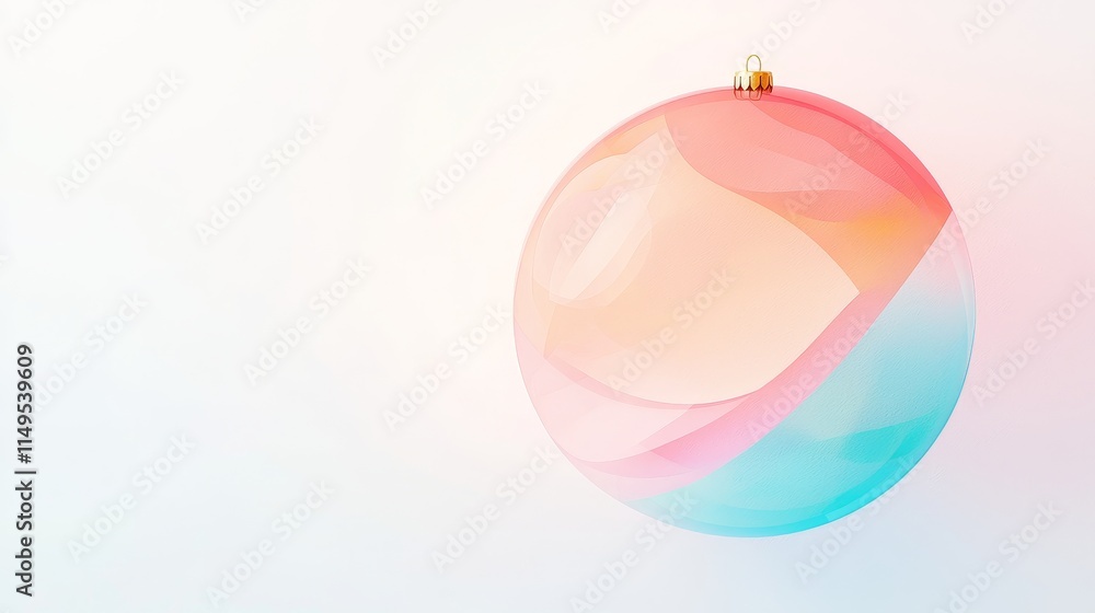 Poster colorful transparent sphere with soft gradients hanging against a light background for abstract desi