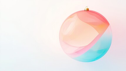 Colorful Transparent Sphere with Soft Gradients Hanging Against a Light Background for Abstract Designs and Holiday Themes