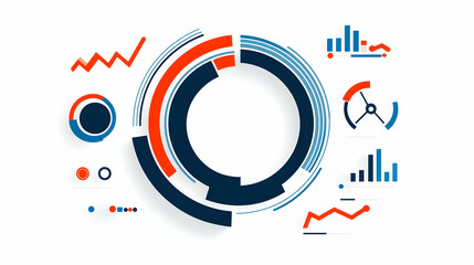 Data analysis infographic; charts, graphs, white background; business report presentation. generative ai