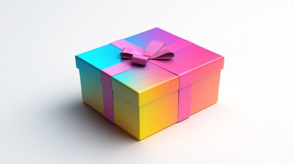 Colorful Gradient Gift Box with Ribbon on a Bright Background for Celebrations and Occasions