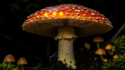 Fototapeta premium Luminescent Giant Mushroom in Enchanted Woodland