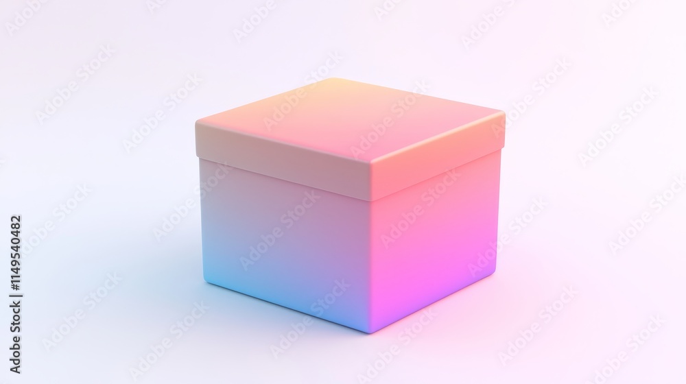 Aufkleber aesthetic gradient gift box in soft pastel colors with smooth surface and subtle shadow on minimalis