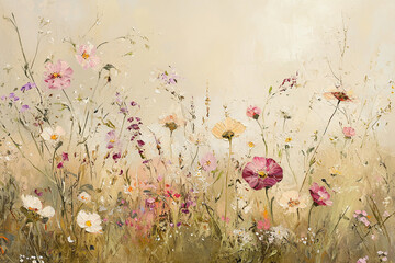Abstract oil painting flowers wallpaper, art oil painting background