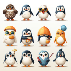 Fototapeta premium set of penguins By Generated AI