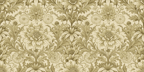 Elegant floral pattern in soft earth tones, creating a timeless classic look.