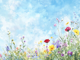 Fototapeta premium Abstract oil painting flowers wallpaper, art oil painting background