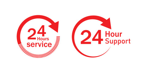 24-7 service concept. 24-7 open concept vector on white background.