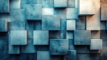 Abstract blue and beige cube texture background.
