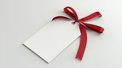 Blank Gift Tag with Red Ribbon Stylish Design for Holiday Presents and Personalization Options