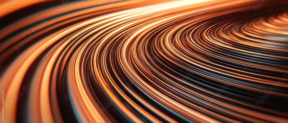 Poster galactic center gravity concept. a vibrant, flowing pattern of orange and black lines creating an ab