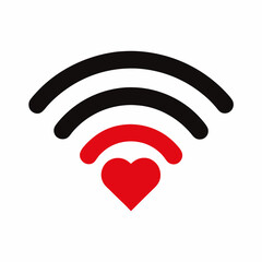 Minimalist design red WiFi symbol heart icon