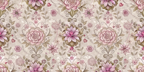 Beautiful floral pattern featuring pastel roses and delicate designs.