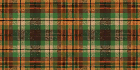 A vibrant plaid pattern featuring earthy tones of green, brown, and beige, perfect for cozy autumn vibes.