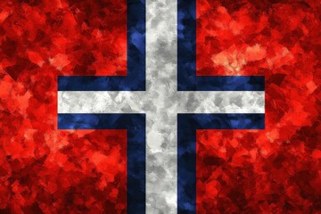 Obraz premium Artistic Representation of the Norwegian Flag: A Textured and Vivid National Symbol