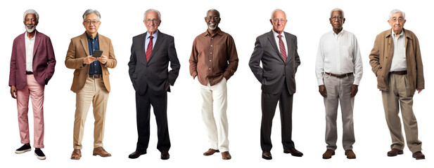 Business man full body png cut out element set, transparent background