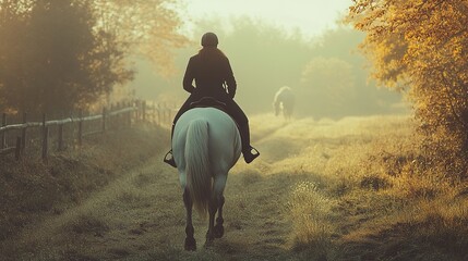 Horseback Riding in the Golden Autumn Countryside