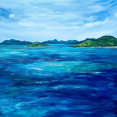 Obraz premium Calming Blues of a Windswept Archipelago