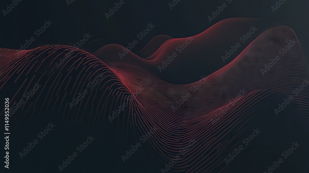 Poster abstract glowing red heartbeat forming rhythmic patterns on a black canvas, representing life and en