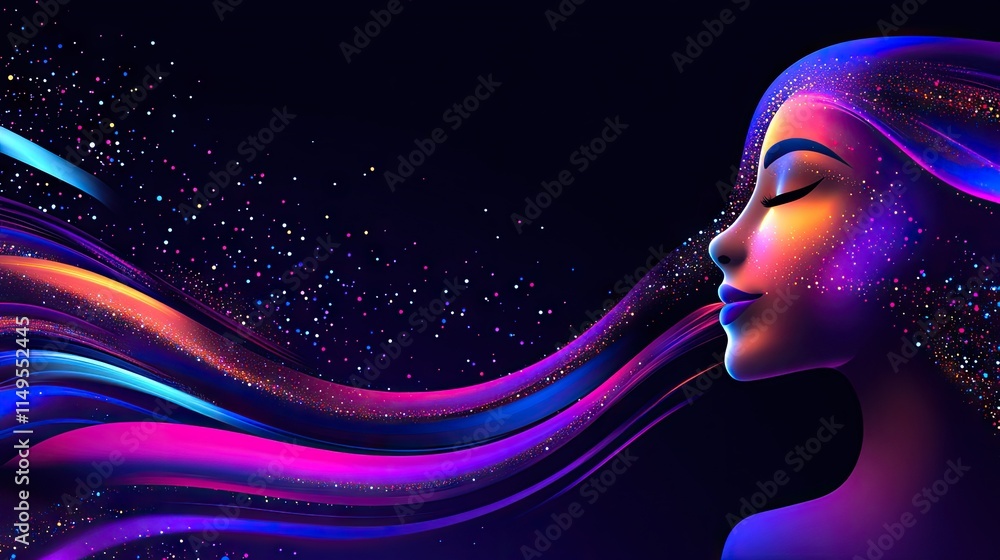 Poster ai chatbot concept with vibrant colors and digital particles, highlighting its deep learning busines