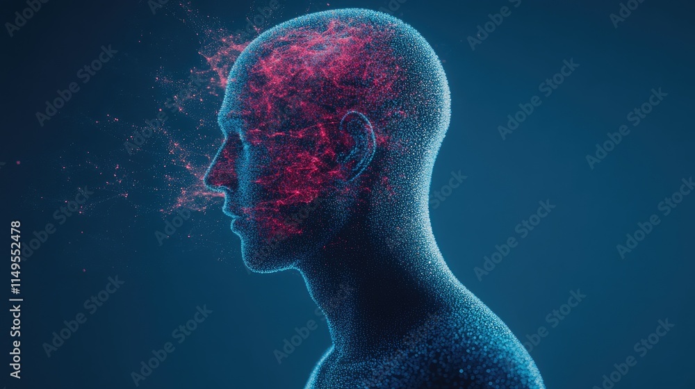 Poster ai chatbot concept with vibrant colors and digital particles, highlighting its deep learning busines