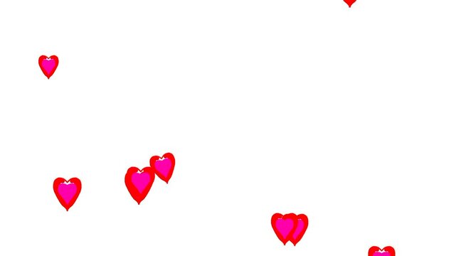 Animation of heart love icon flying on a white background, love wallpaper, for advertising