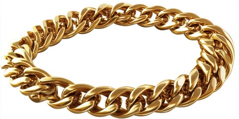 Obraz premium Gold Chain Bracelet on White Background