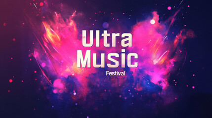 Ultra Music Festival Vibrant music festival poster design with energetic splash of colors