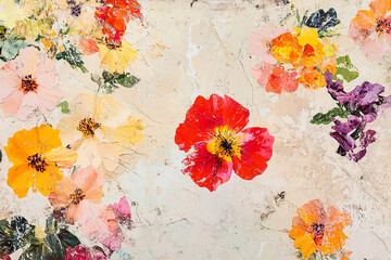 Fototapeta premium Abstract oil painting flowers wallpaper, art oil painting background