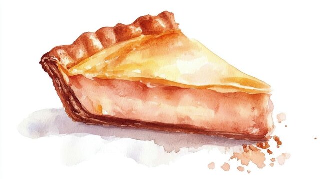 Eat an Eskimo Pie Day Delicious slice of pumpkin pie watercolor art for autumn greetings