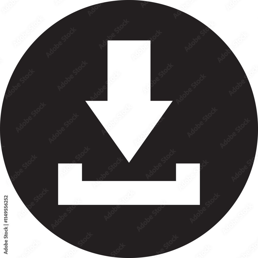 Poster download icon in flat style. install symbol. upload button. load symbol. software download arrow. sa