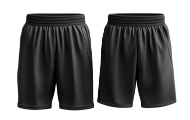 The shorts are black and have a slim fit